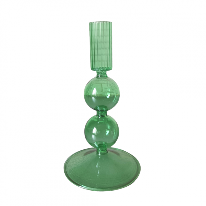 Bougeoir En Verre à Pied Transparent vert